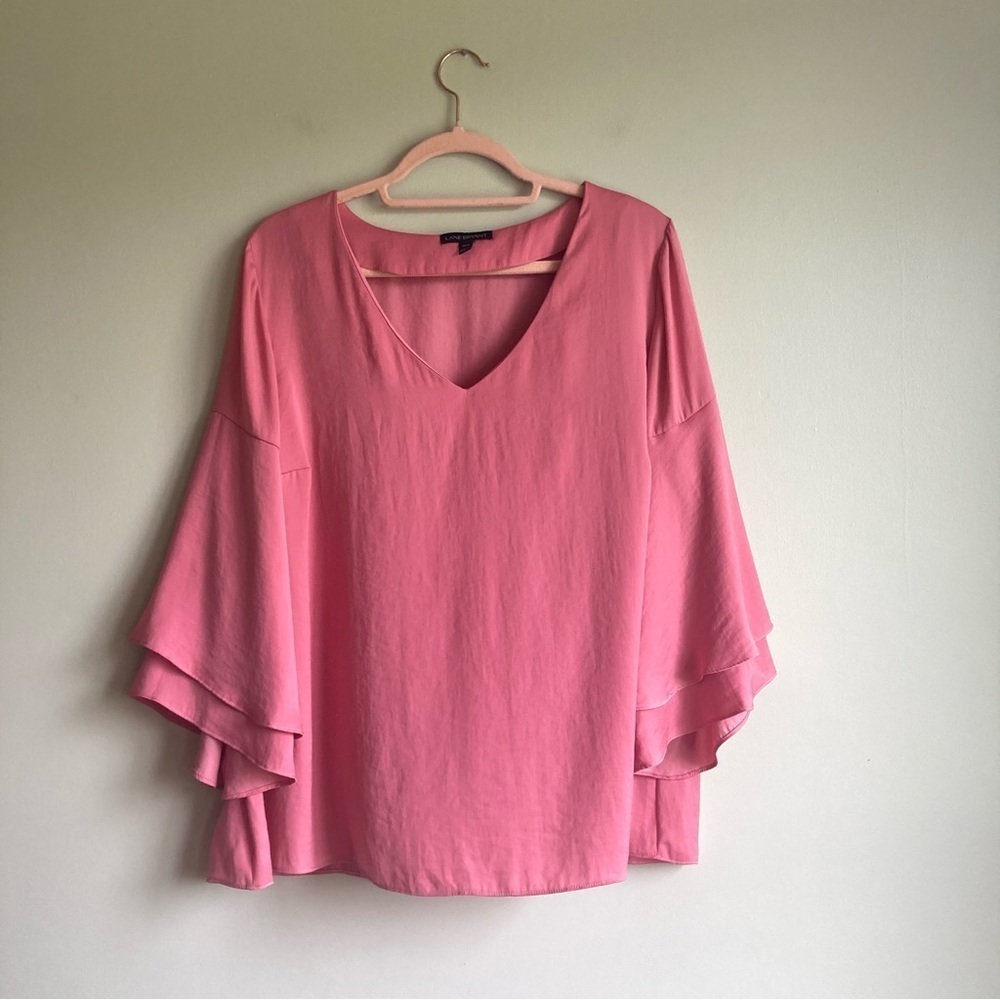 Lane Bryant Pink Flowy Bell Sleeve Top 14/16